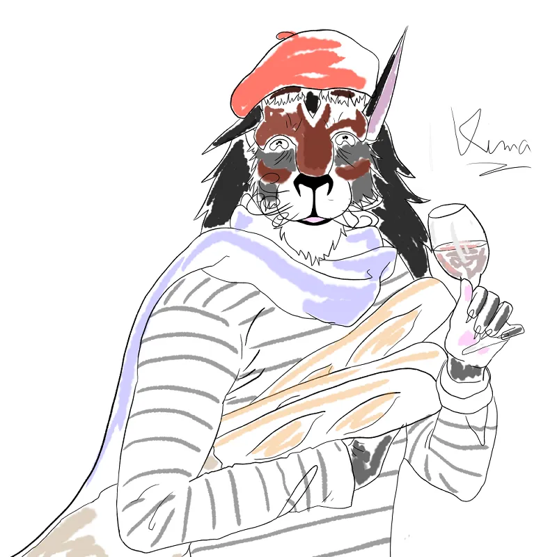Sketch, Lightly colored furry half body artwork by Kimabruti