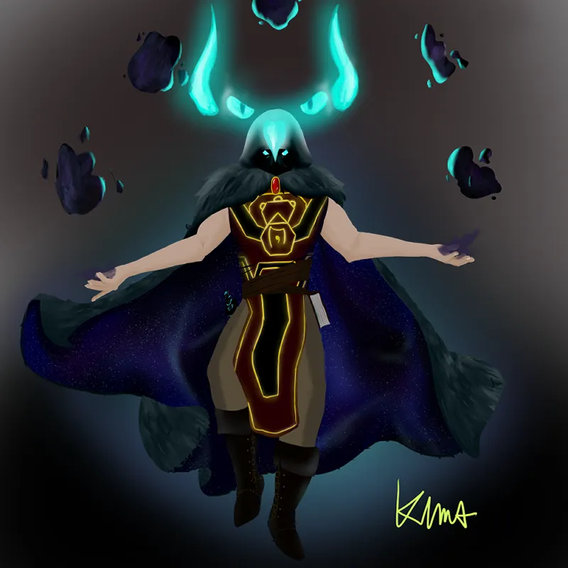 TTRPG OC, full rendered full body artwork by Kimabruti